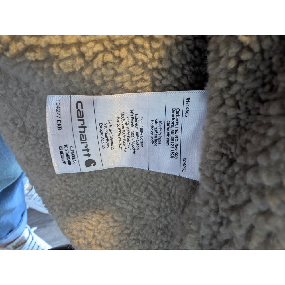 Carhartt Chocolate Brown Duck Mock‎ Neck Sherpa Lined vest NWOT Mens sz XL - Picture 6 of 9